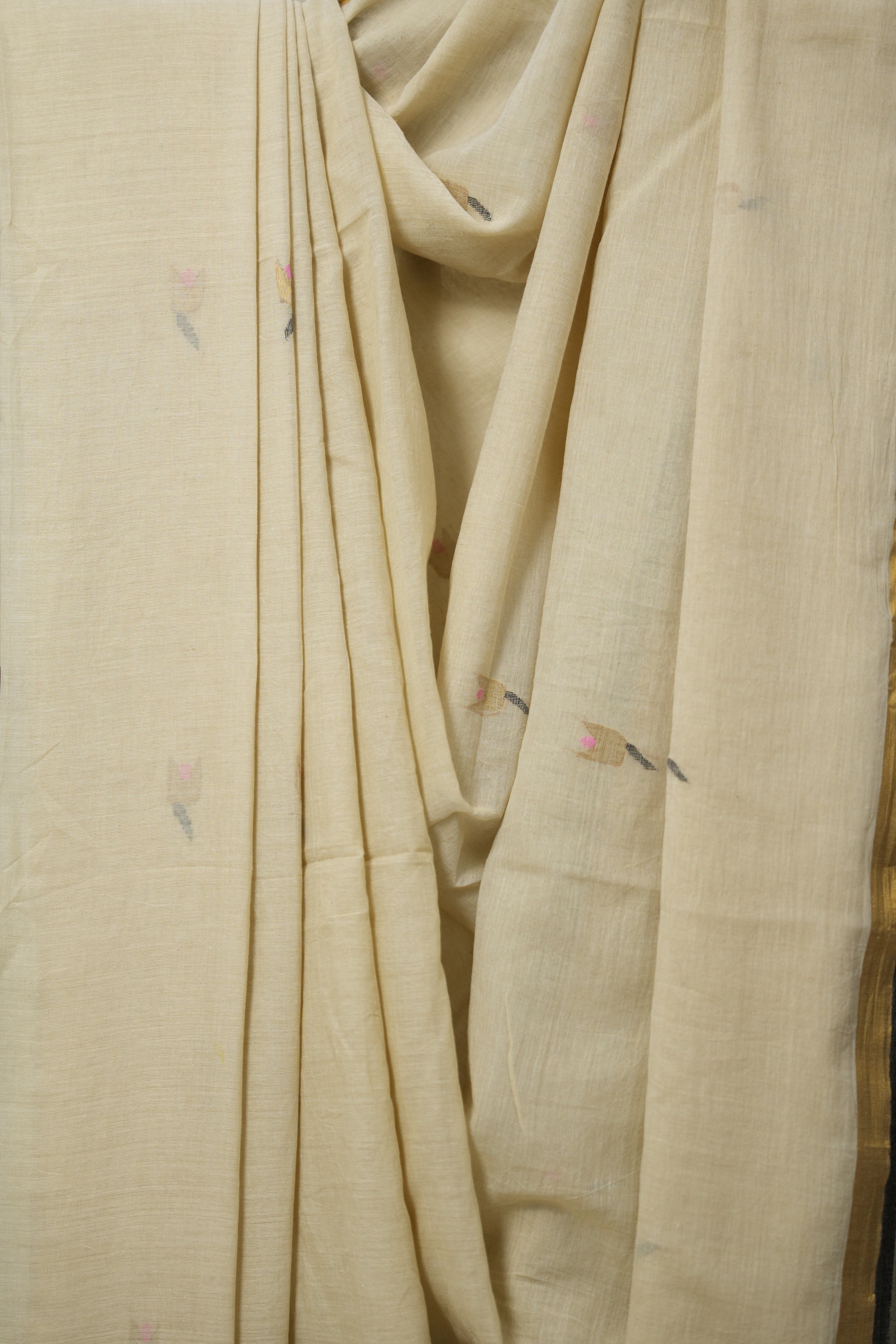 Off White Mul Cotton Jamdani Saree-SROWMCJS172