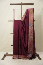 Maroon Matka Silk Jamdani Saree - SRMMSJS99