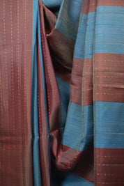 Light Peach- Sky Blue Soft Silk Saree - SRLPSBSSS471