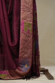 Maroon Matka Silk Jamdani Saree - SRMMSJS99