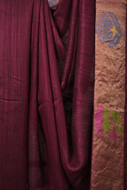 Maroon Matka Silk Jamdani Saree - SRMMSJS99
