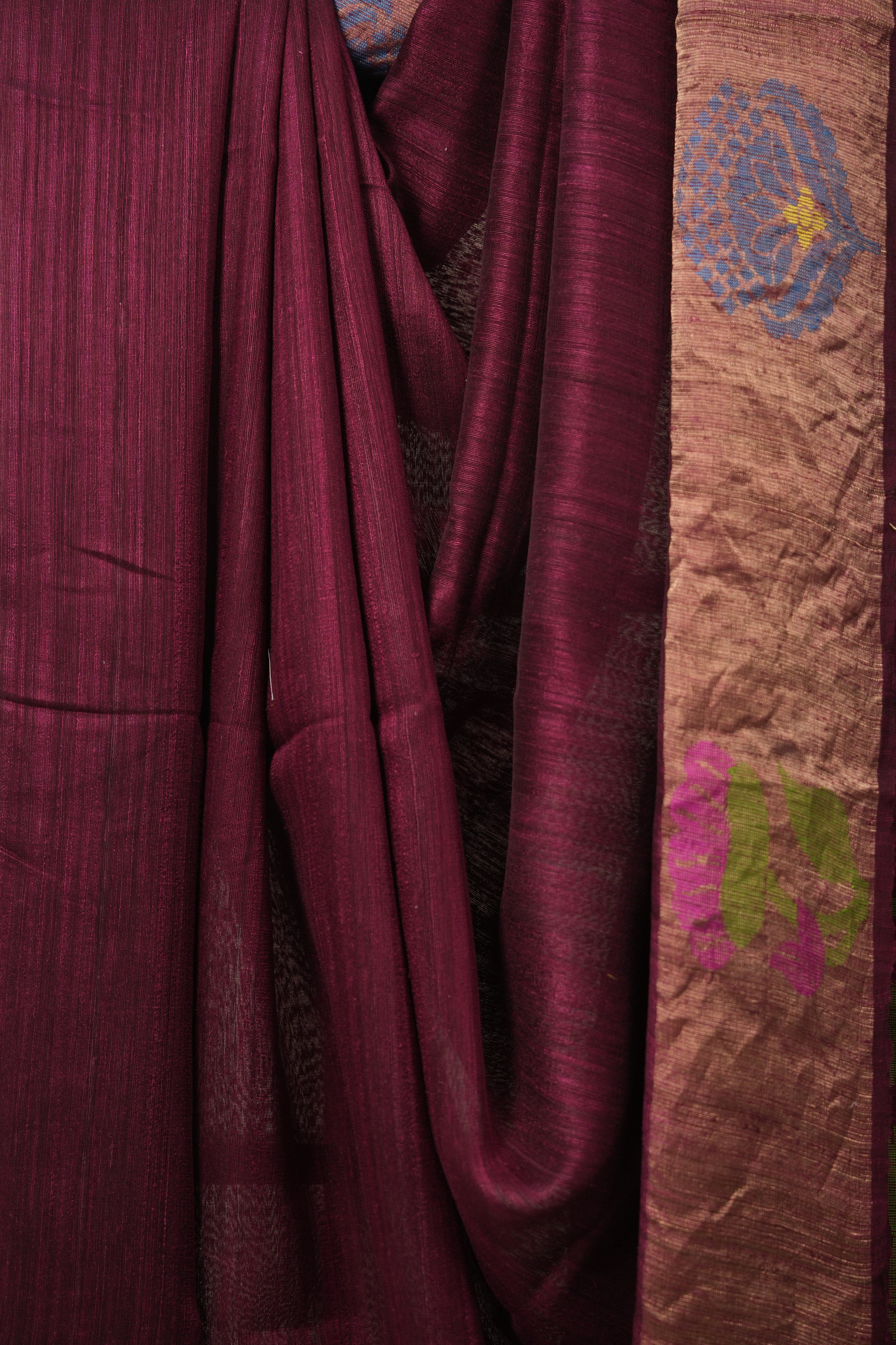 Maroon Matka Silk Jamdani Saree - SRMMSJS99