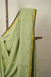 Pista Green Mul Cotton Jamdani Saree-SRPGMCJS171