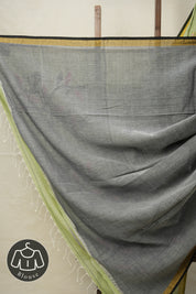 Pista Green Mul Cotton Jamdani Saree-SRPGMCJS171