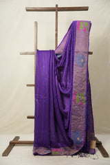 Purple Matka Silk Jamdani Saree - SRPMSJS100