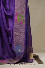 Purple Matka Silk Jamdani Saree - SRPMSJS100