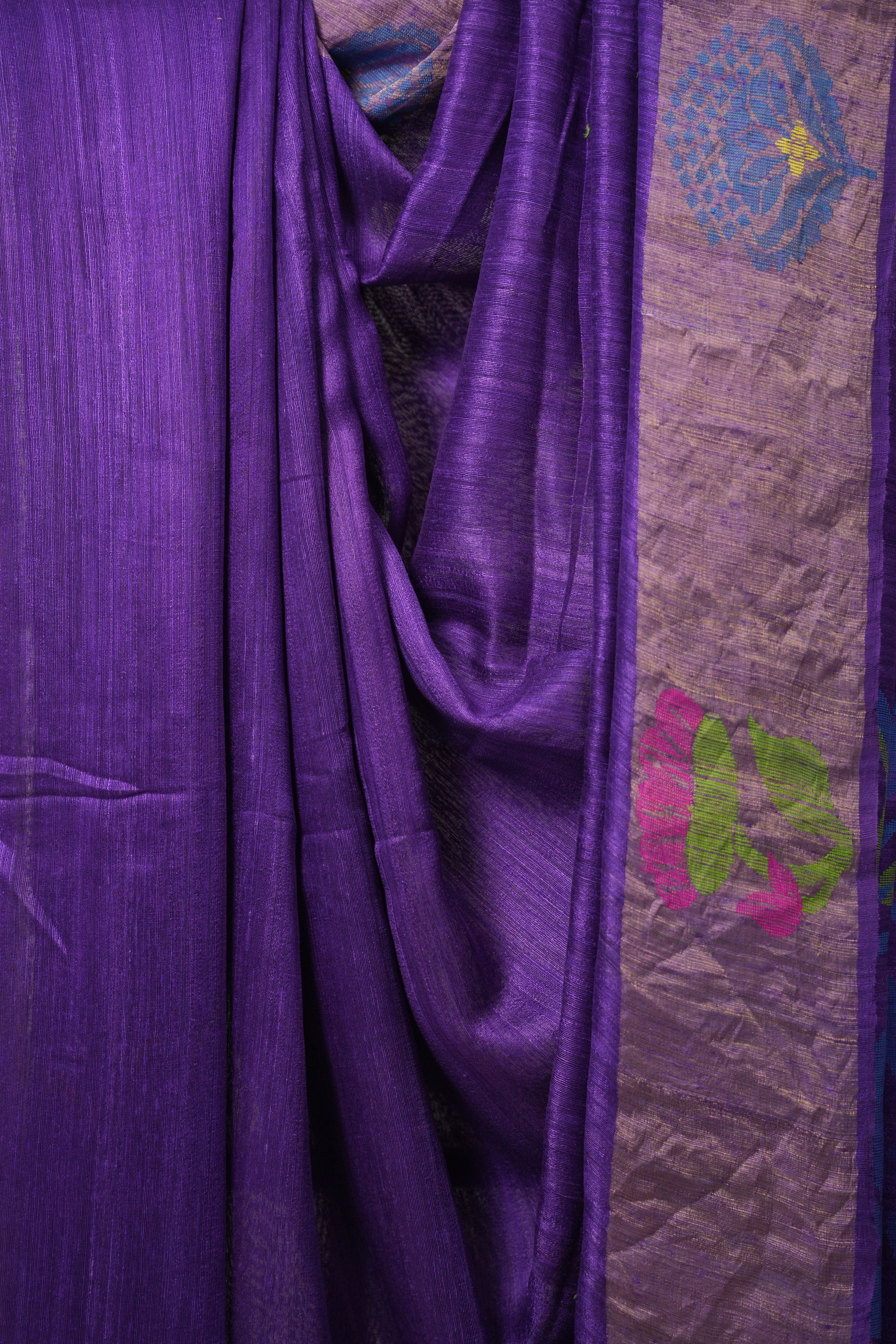 Purple Matka Silk Jamdani Saree - SRPMSJS100