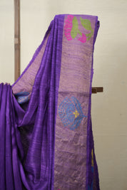 Purple Matka Silk Jamdani Saree - SRPMSJS100