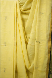 Lime Yellow Mul Cotton Jamdani Saree-SRLYMCJS169