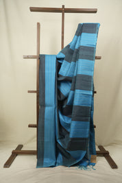 Sky Blue - Brown Soft Silk Saree - SRSBBSSS469