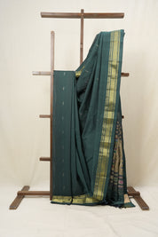 Forest Green Cotton Paithani Saree - SRFGCPS579