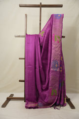 Magenta Matka Silk Jamdani Saree - SRMMSJS101