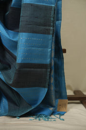 Sky Blue - Brown Soft Silk Saree - SRSBBSSS469