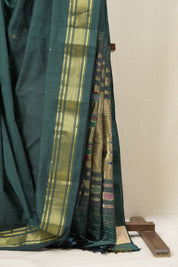 Forest Green Cotton Paithani Saree - SRFGCPS579