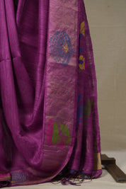 Magenta Matka Silk Jamdani Saree - SRMMSJS101
