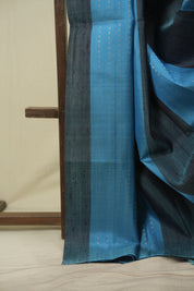 Sky Blue - Brown Soft Silk Saree - SRSBBSSS469