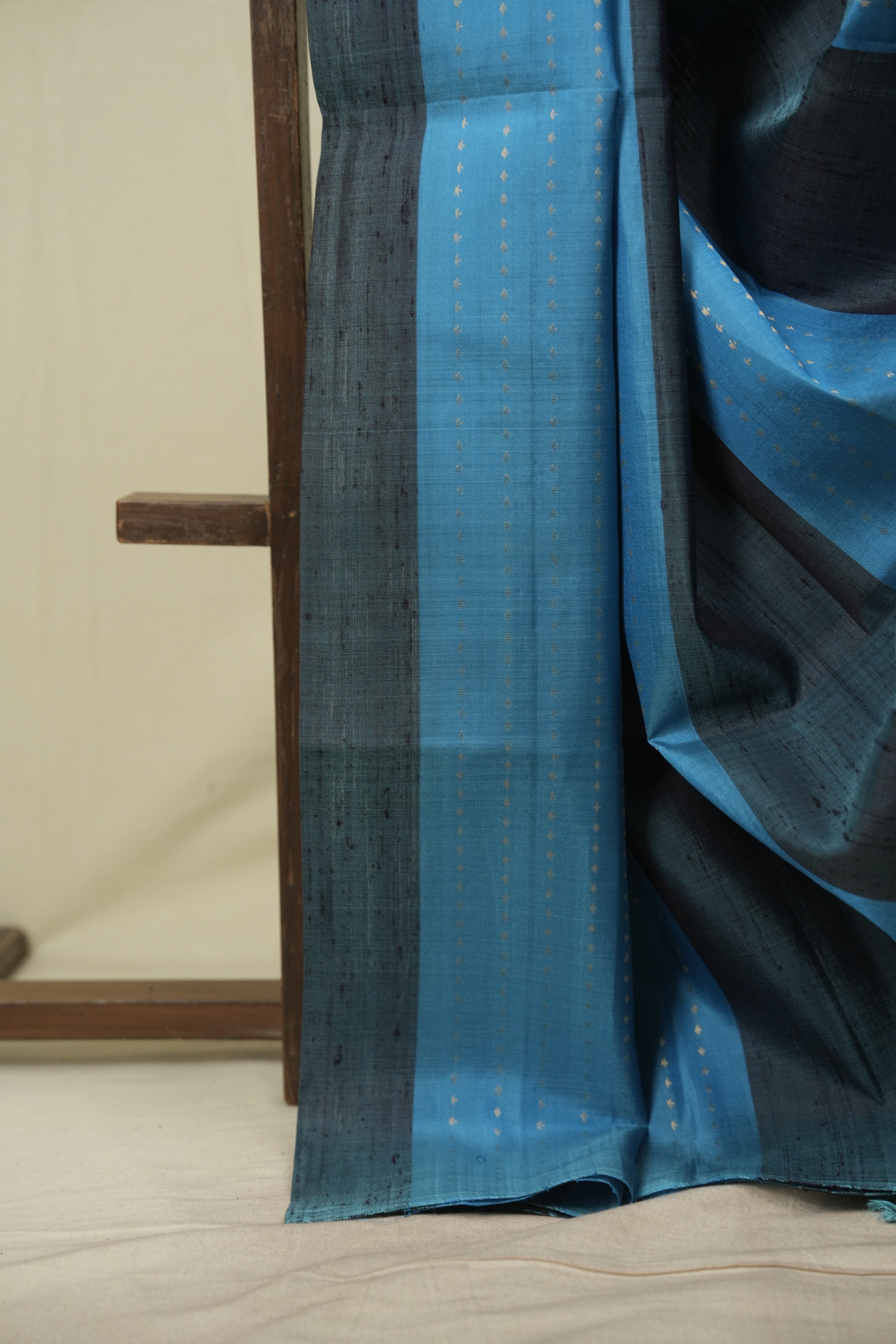 Sky Blue - Brown Soft Silk Saree - SRSBBSSS469