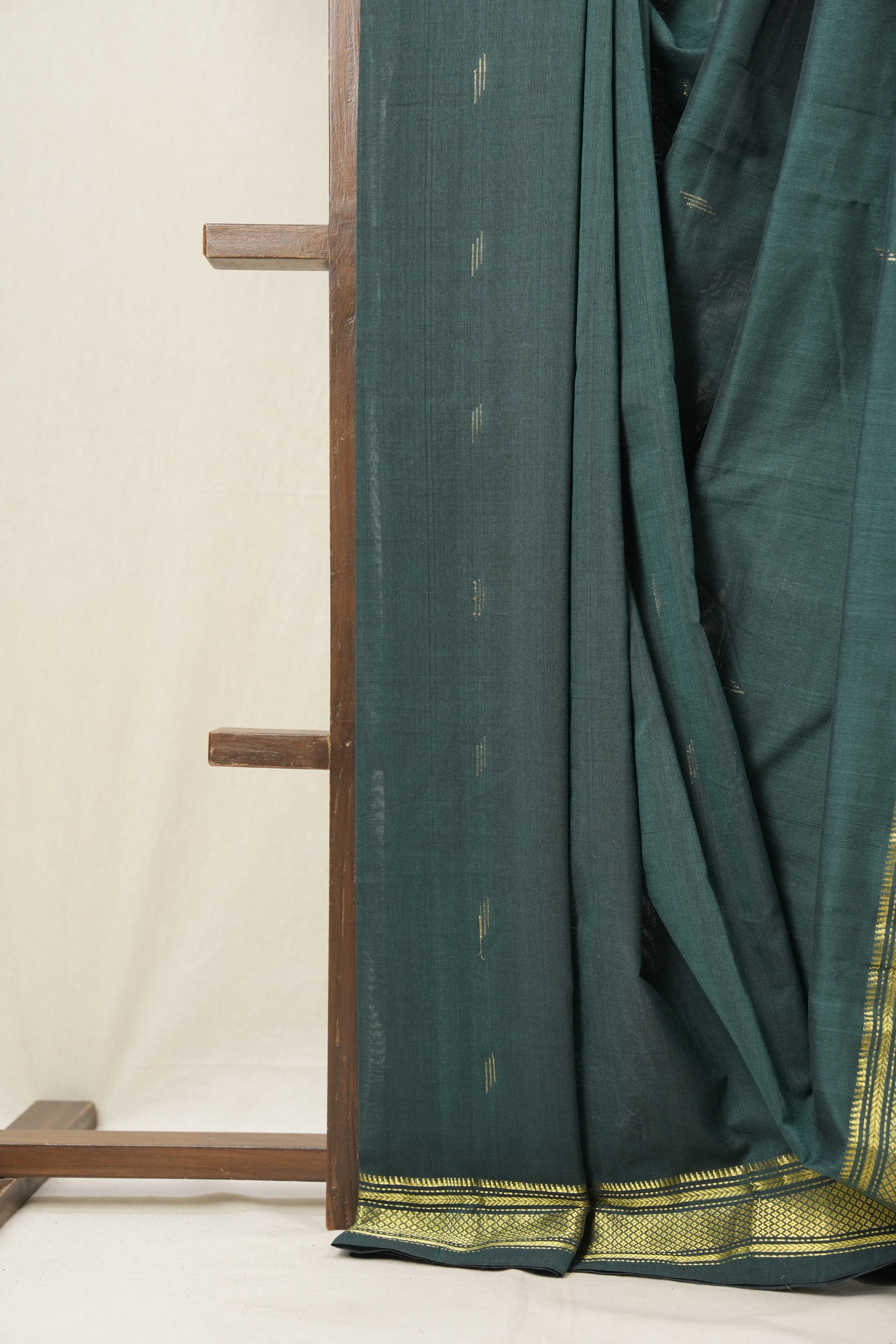 Forest Green Cotton Paithani Saree - SRFGCPS579