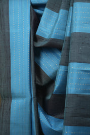 Sky Blue - Brown Soft Silk Saree - SRSBBSSS469
