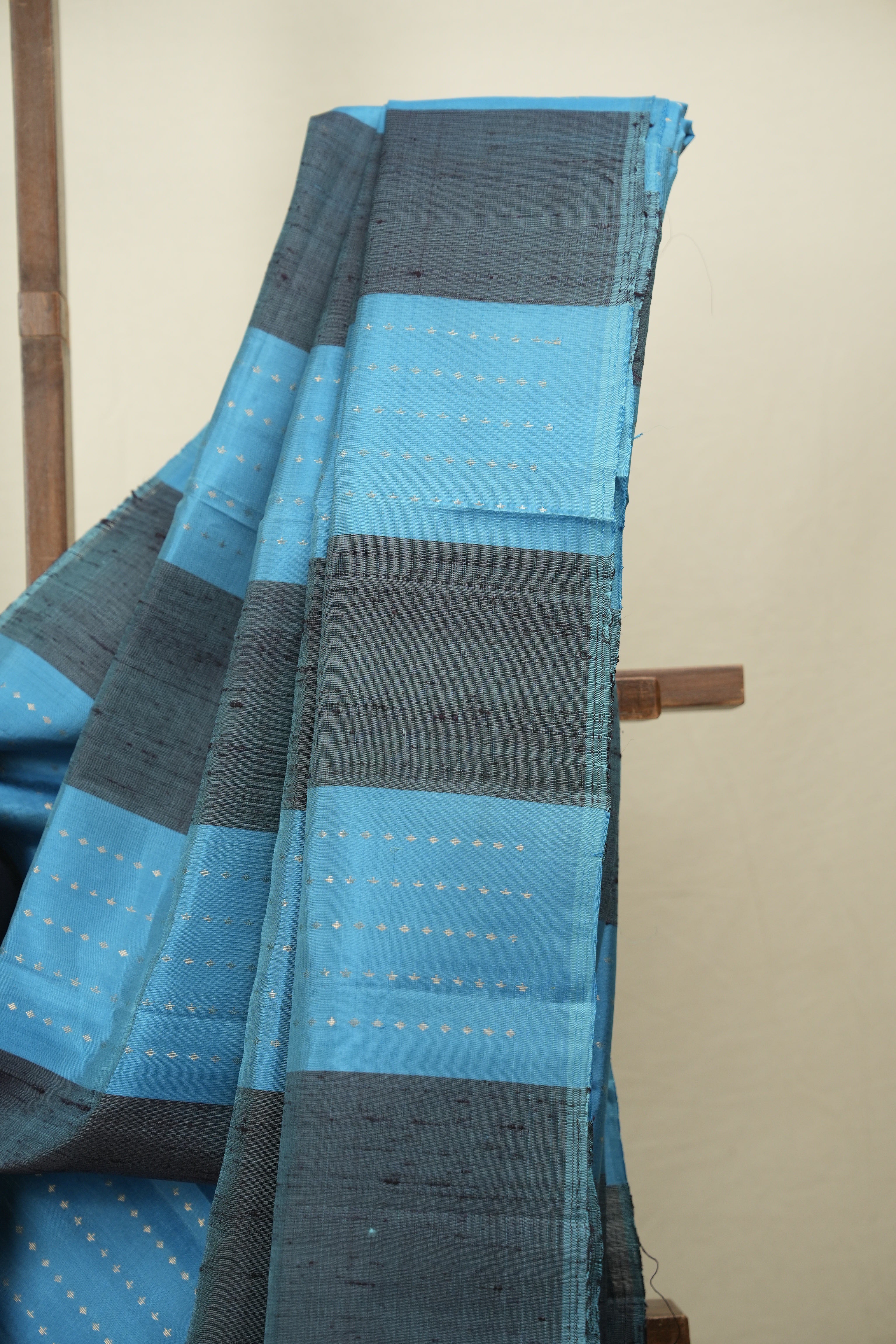 Sky Blue - Brown Soft Silk Saree - SRSBBSSS469