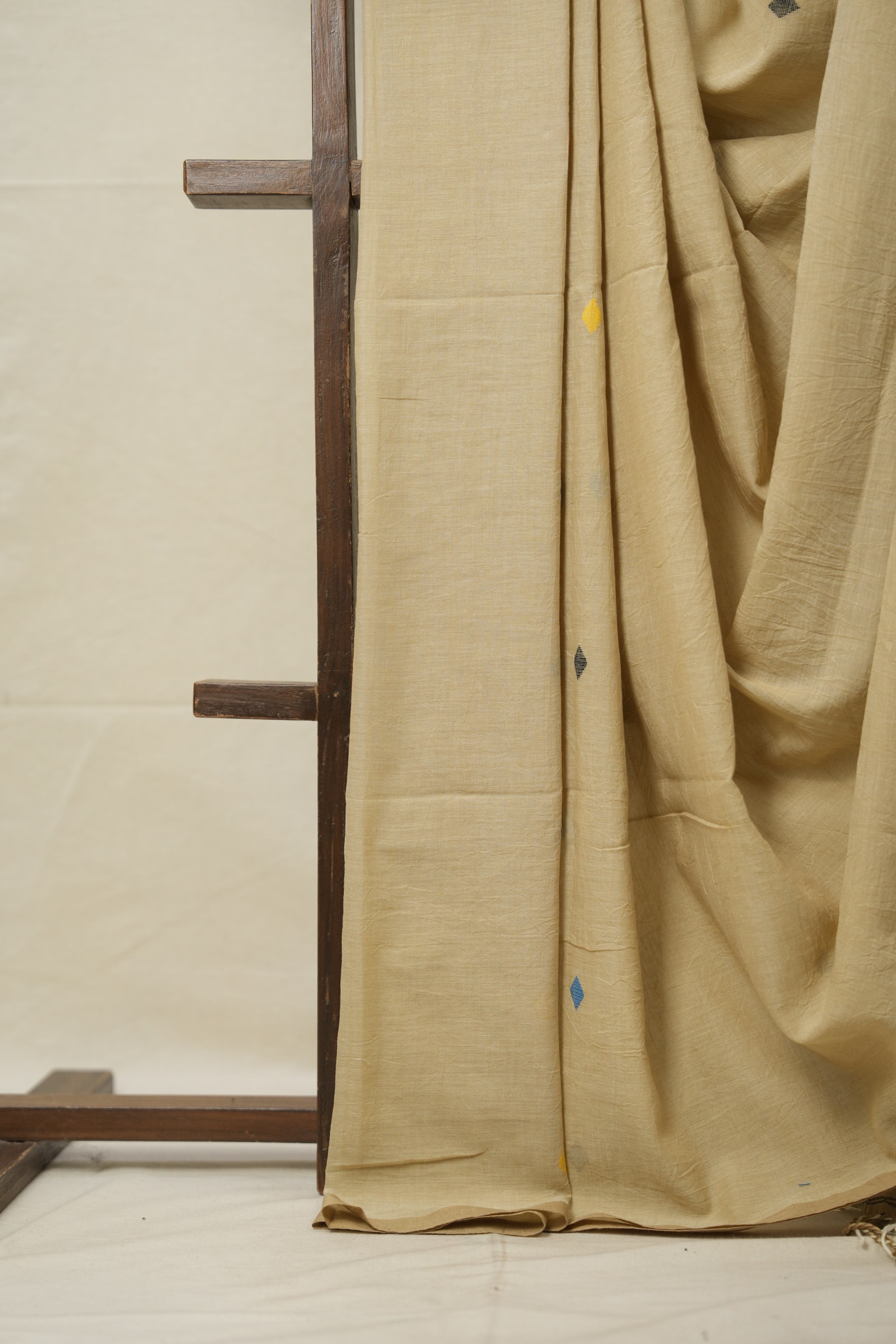 Mud Cream Mul Cotton Jamdani Saree-SRMCMCJS170