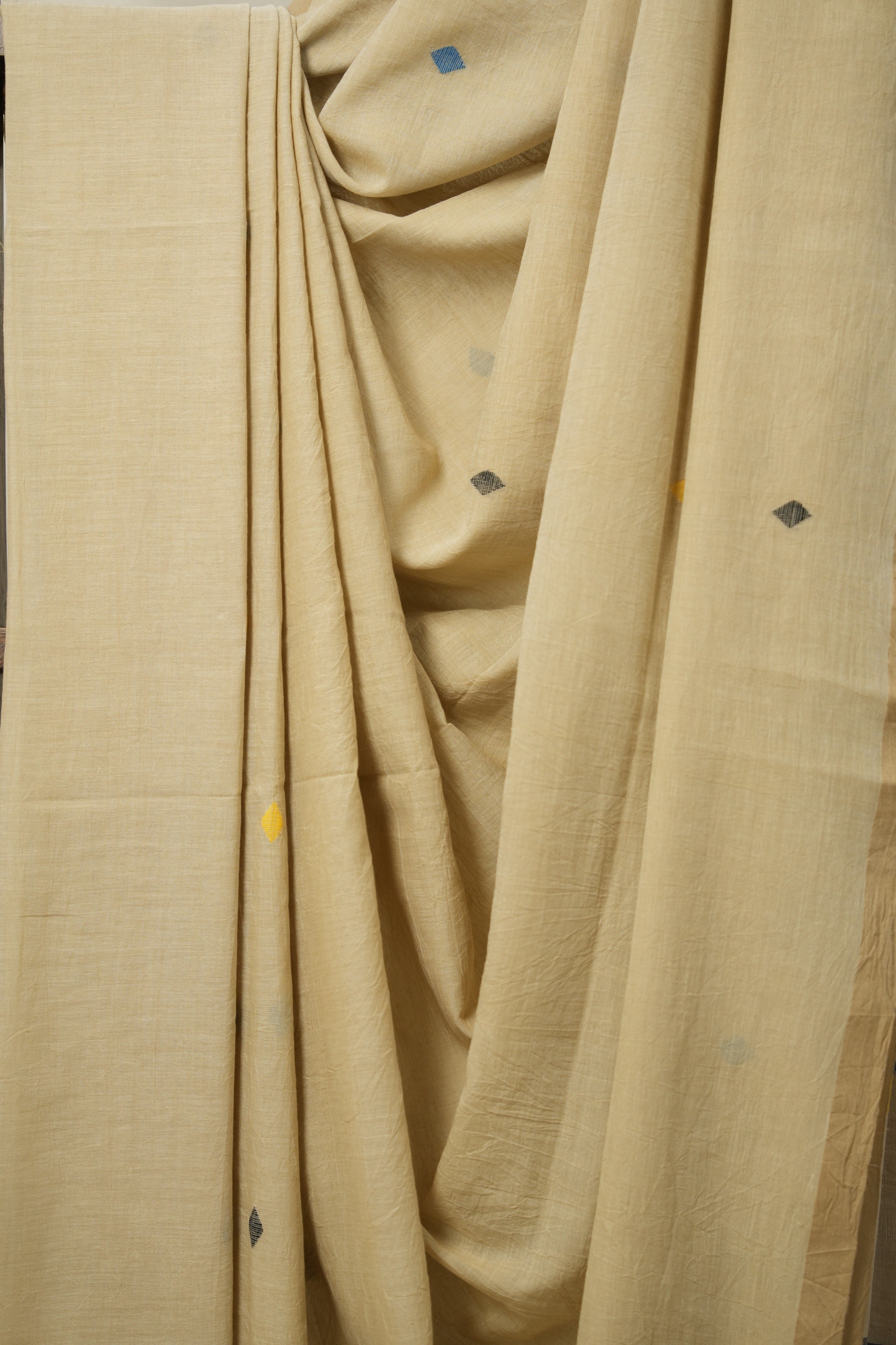 Mud Cream Mul Cotton Jamdani Saree-SRMCMCJS170