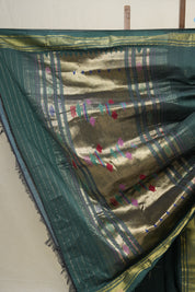 Forest Green Cotton Paithani Saree - SRFGCPS579
