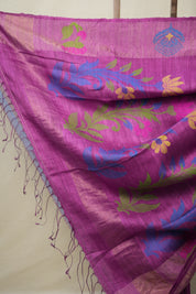 Magenta Matka Silk Jamdani Saree - SRMMSJS101