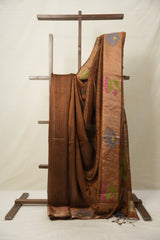 Rusty Brown Matka Silk Jamdani Saree - SRRBMSJS96