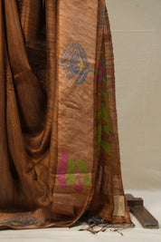 Rusty Brown Matka Silk Jamdani Saree - SRRBMSJS96