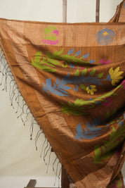 Rusty Brown Matka Silk Jamdani Saree - SRRBMSJS96