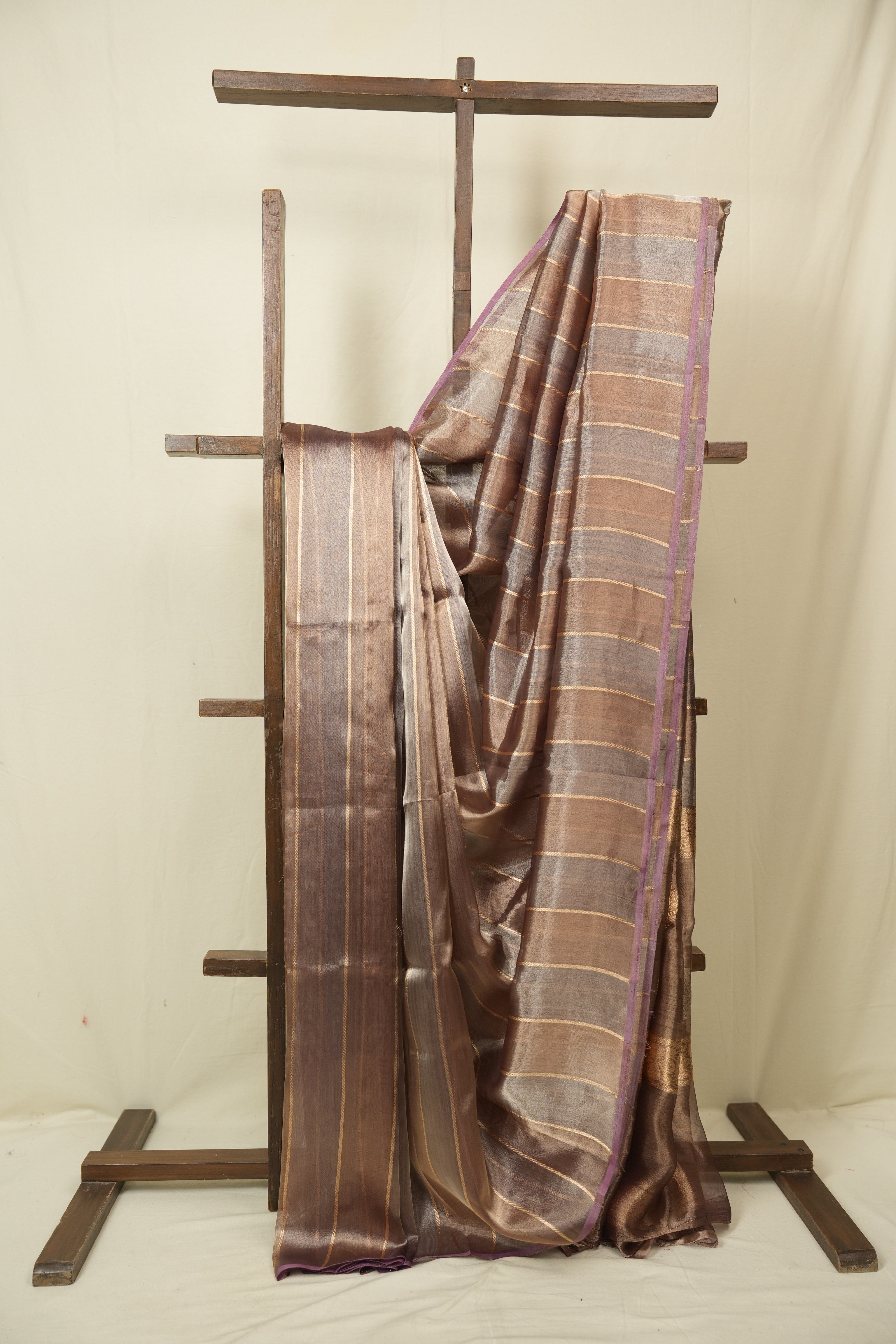 Brown Grey Tissue Banarasi Silk Saree - SRBGTBSS71