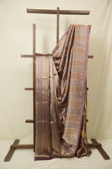Brown Grey Tissue Banarasi Silk Saree - SRBGTBSS71
