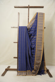 Ink Blue Bengal Cotton Saree - SRIBBCS94