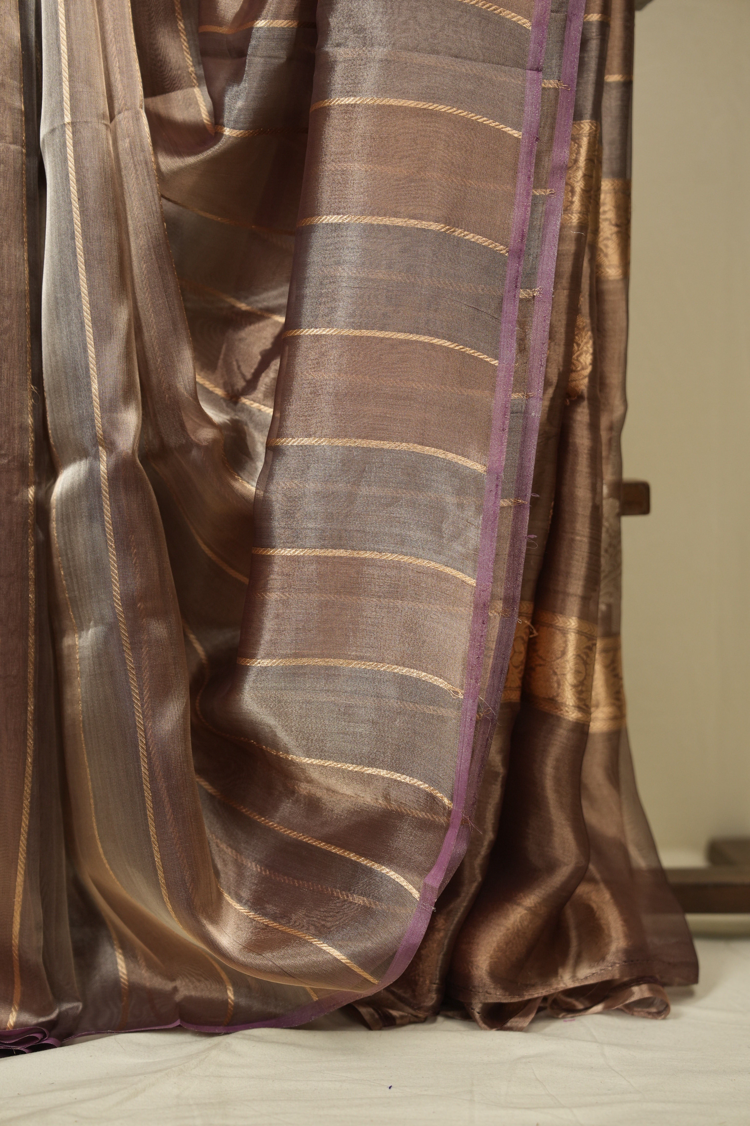 Brown Grey Tissue Banarasi Silk Saree - SRBGTBSS71