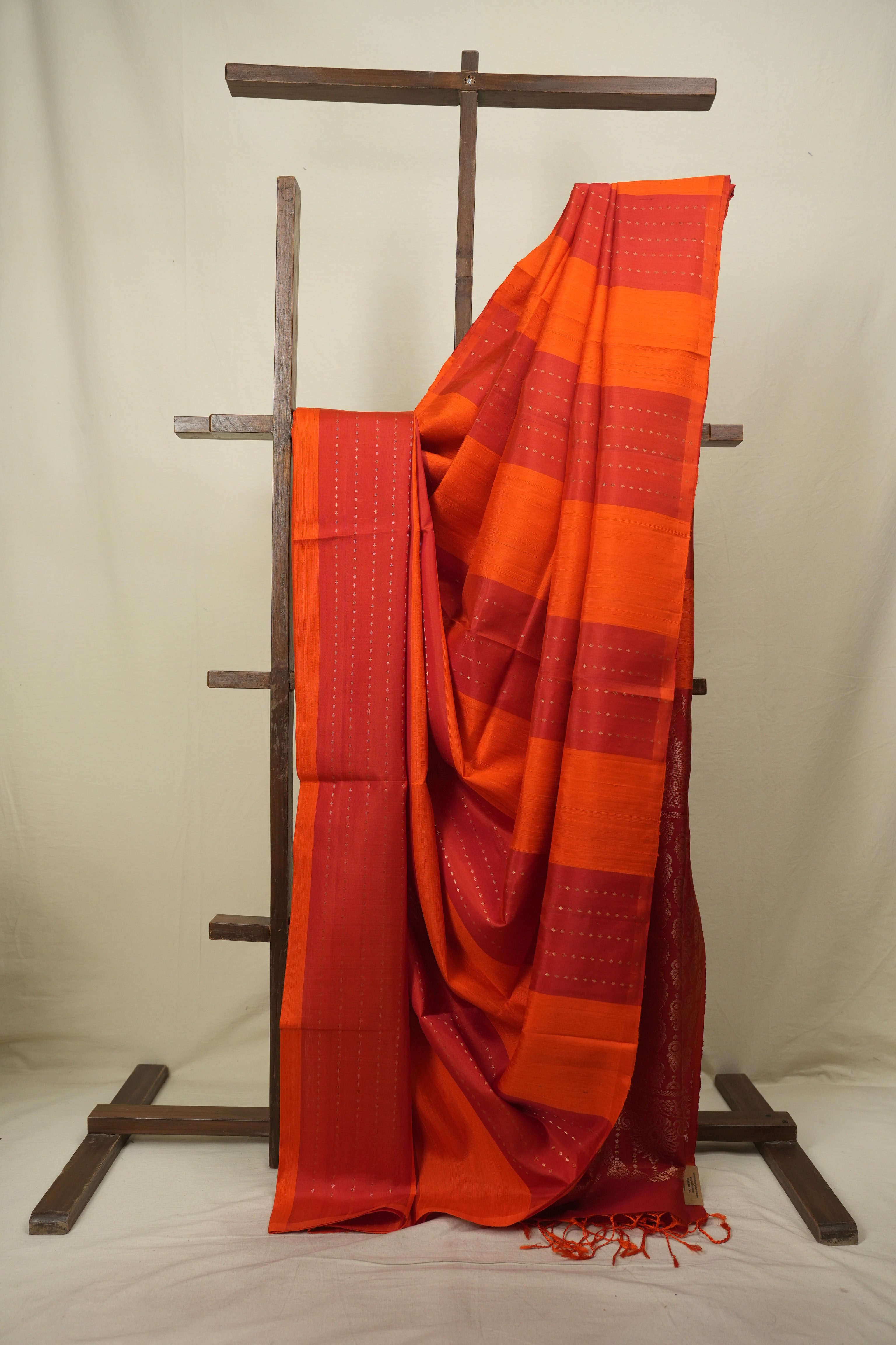 Orange- Red Soft Silk Saree - SRORSSS472