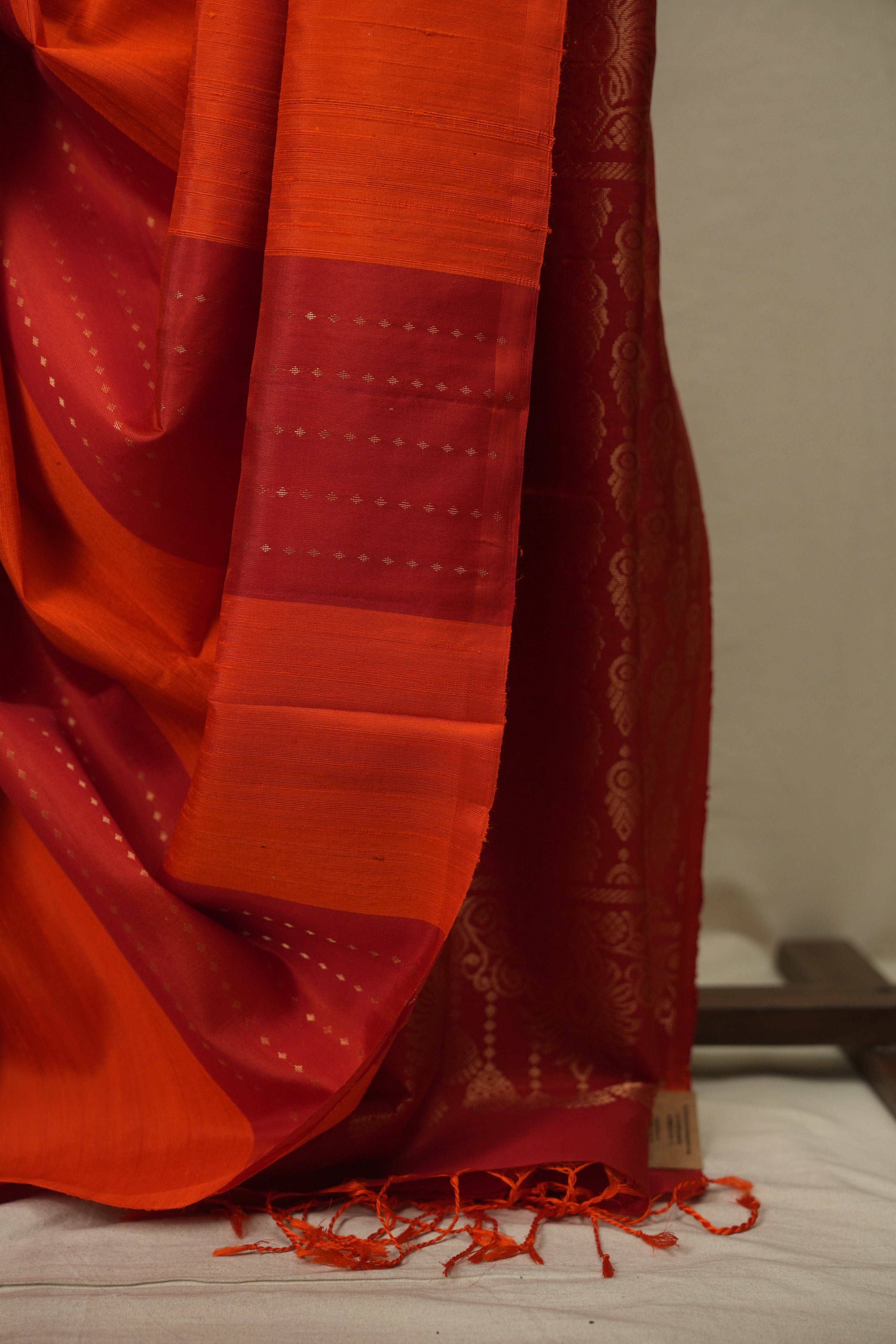 Orange- Red Soft Silk Saree - SRORSSS472