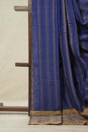 Ink Blue Bengal Cotton Saree - SRIBBCS94
