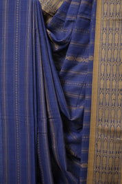 Ink Blue Bengal Cotton Saree - SRIBBCS94