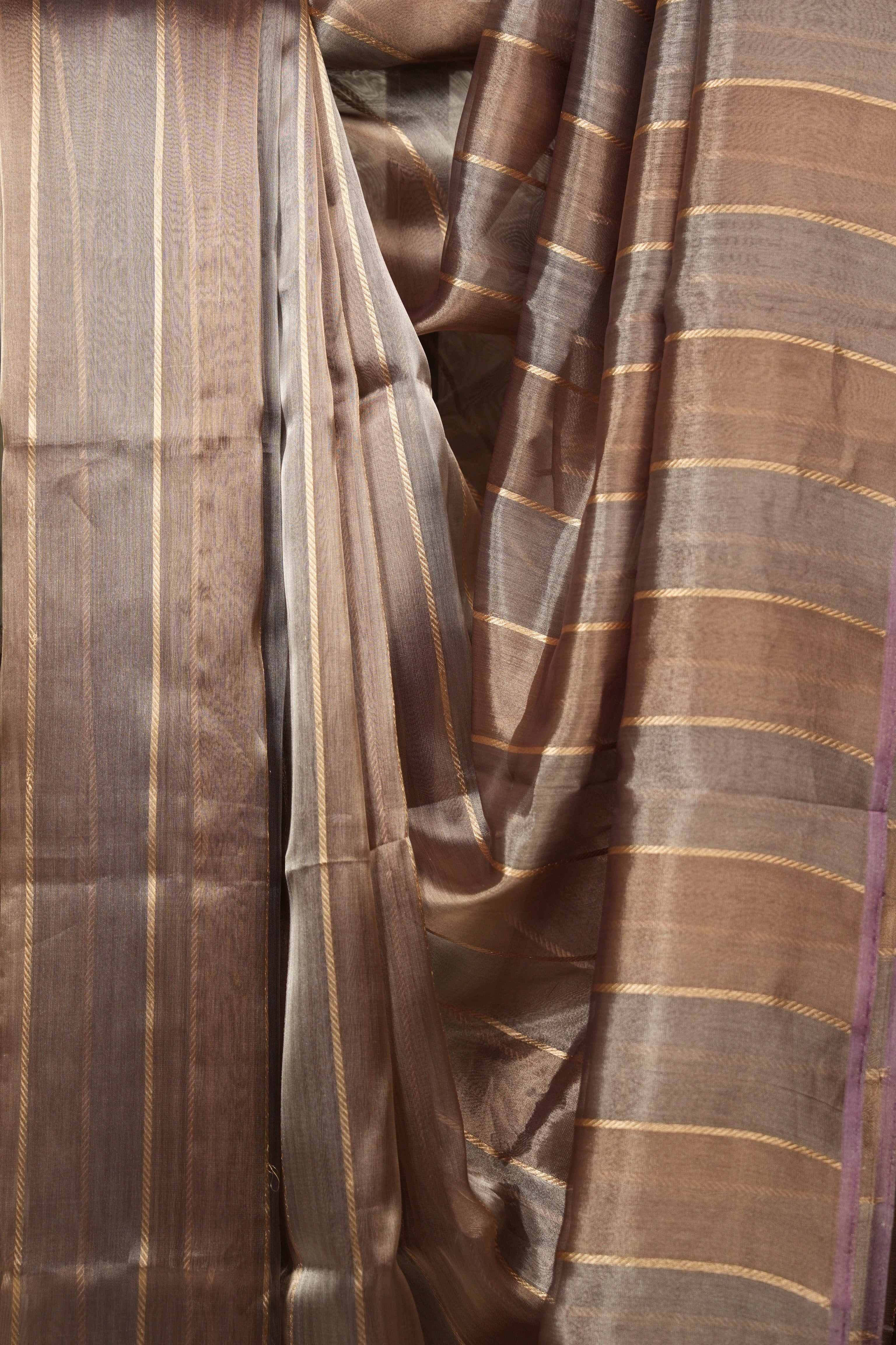 Brown Grey Tissue Banarasi Silk Saree - SRBGTBSS71