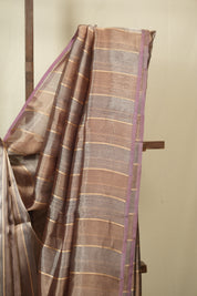 Brown Grey Tissue Banarasi Silk Saree - SRBGTBSS71