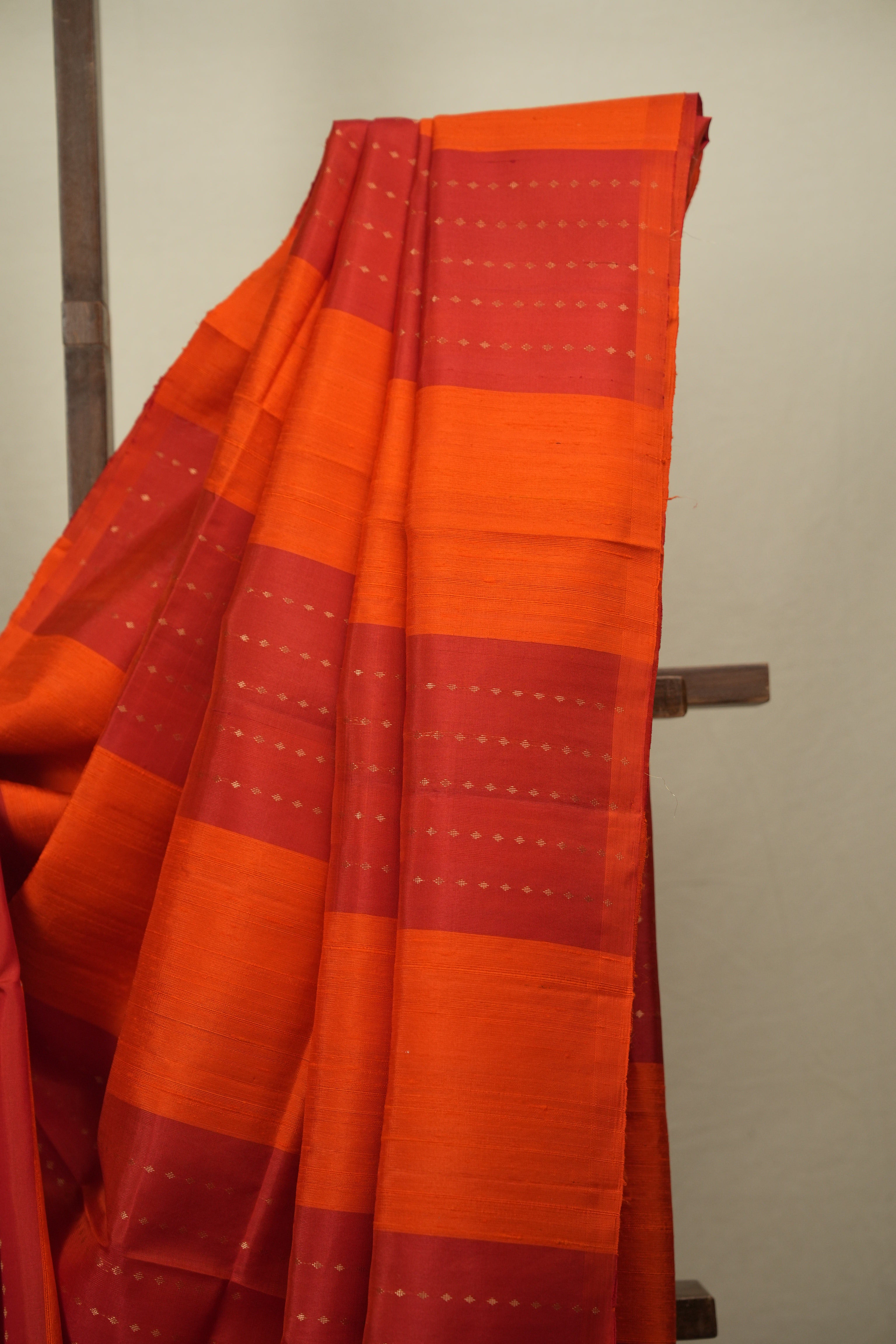 Orange- Red Soft Silk Saree - SRORSSS472