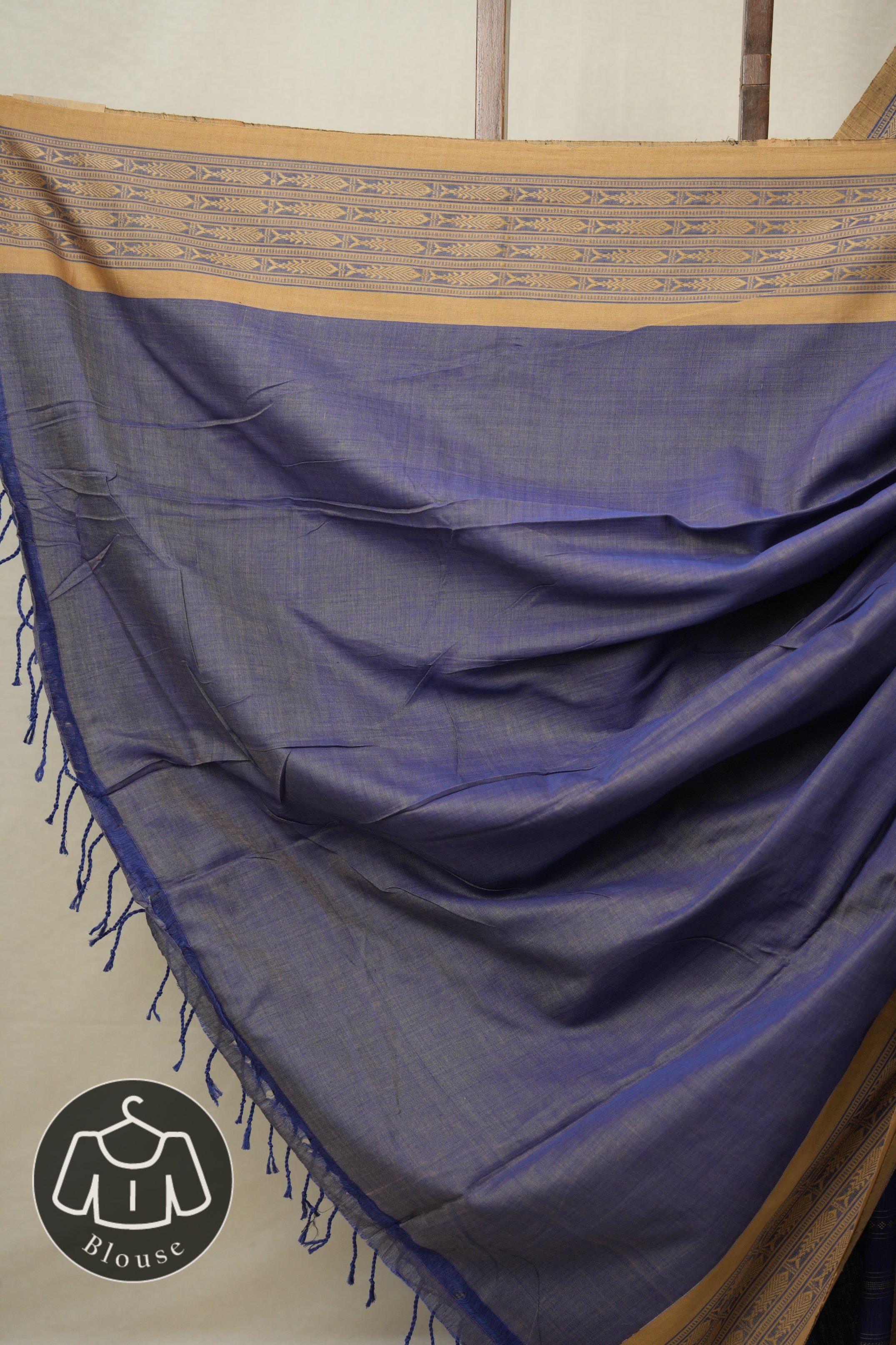 Ink Blue Bengal Cotton Saree - SRIBBCS94