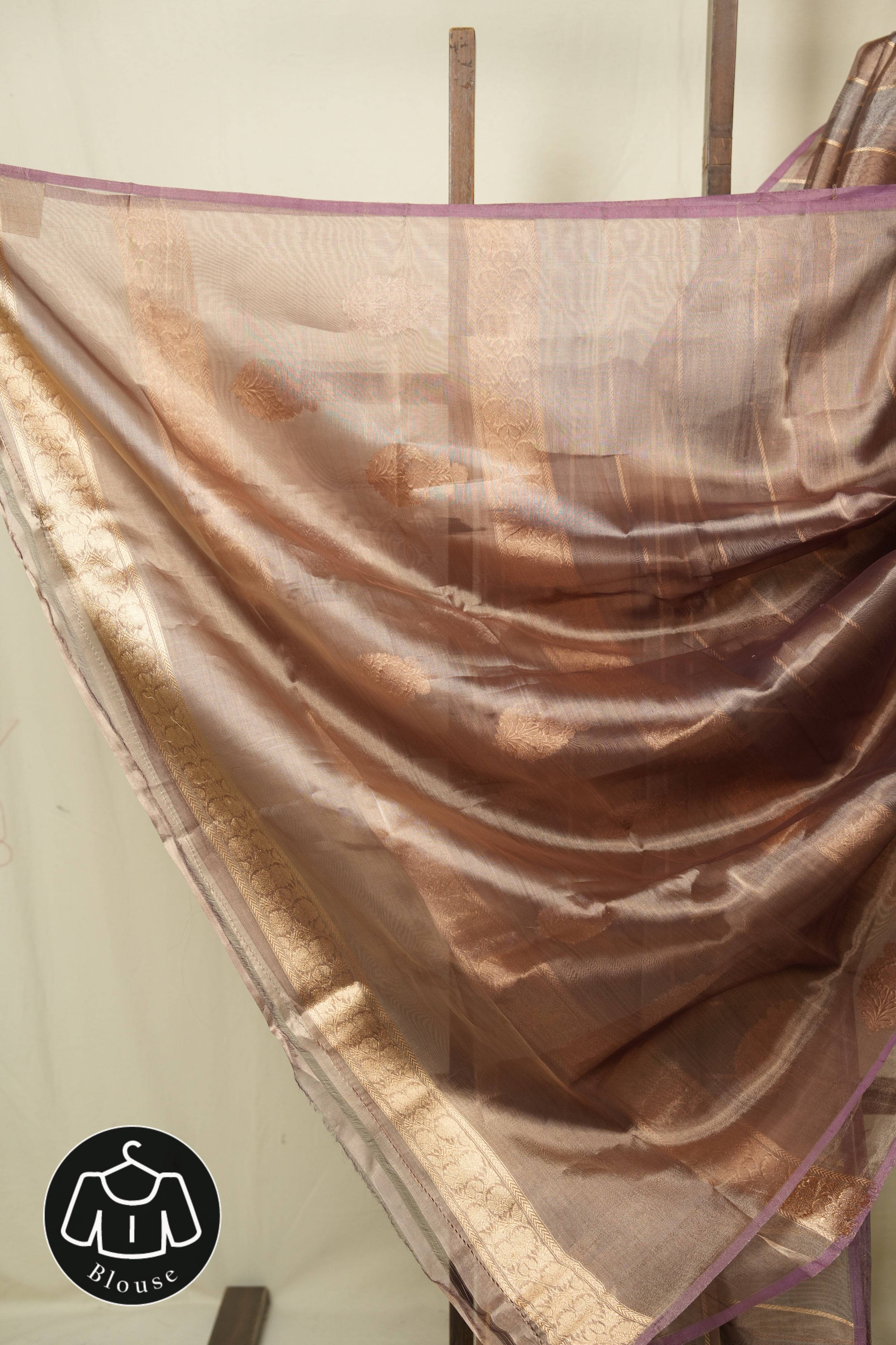 Brown Grey Tissue Banarasi Silk Saree - SRBGTBSS71