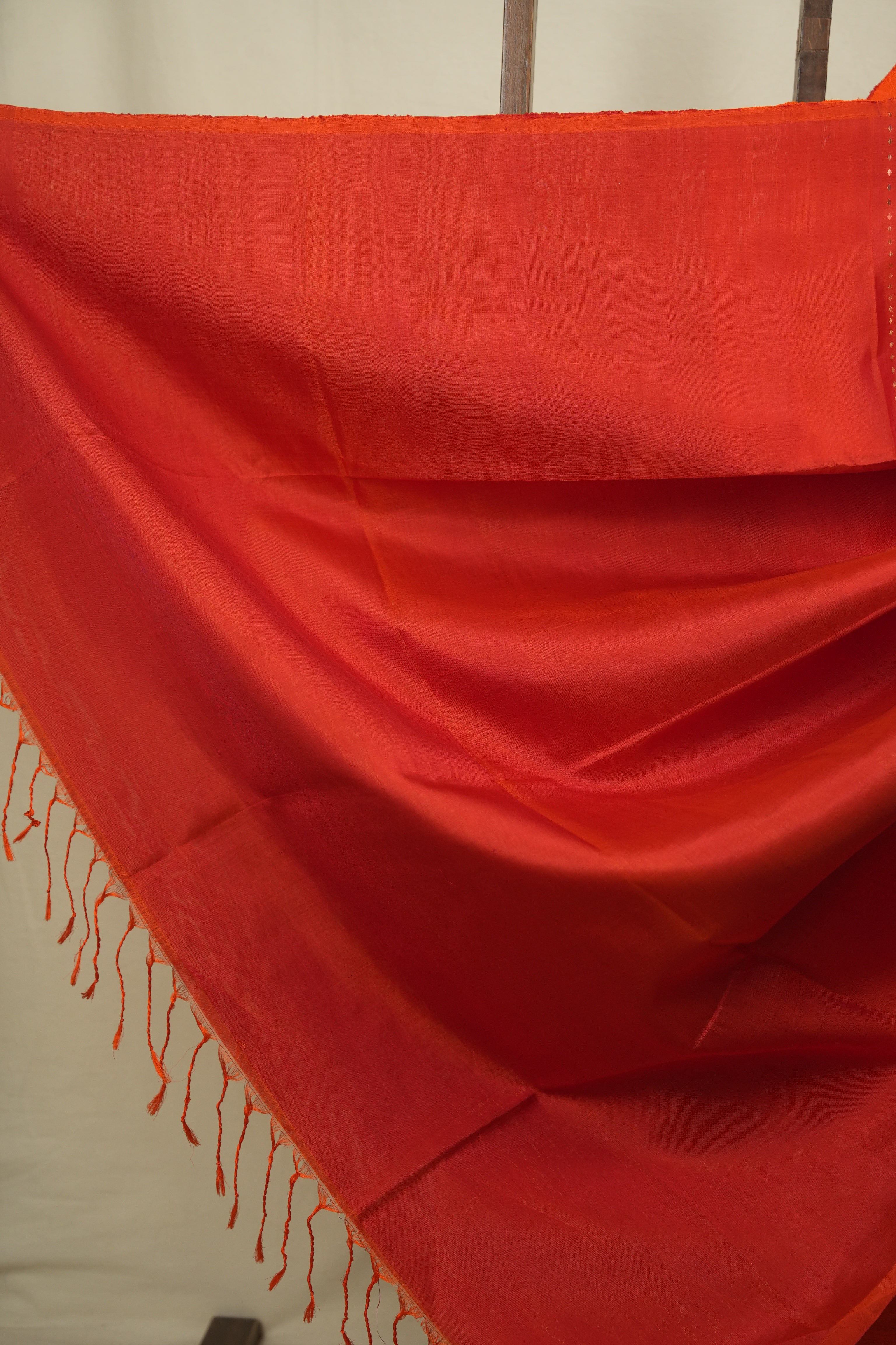 Orange- Red Soft Silk Saree - SRORSSS472