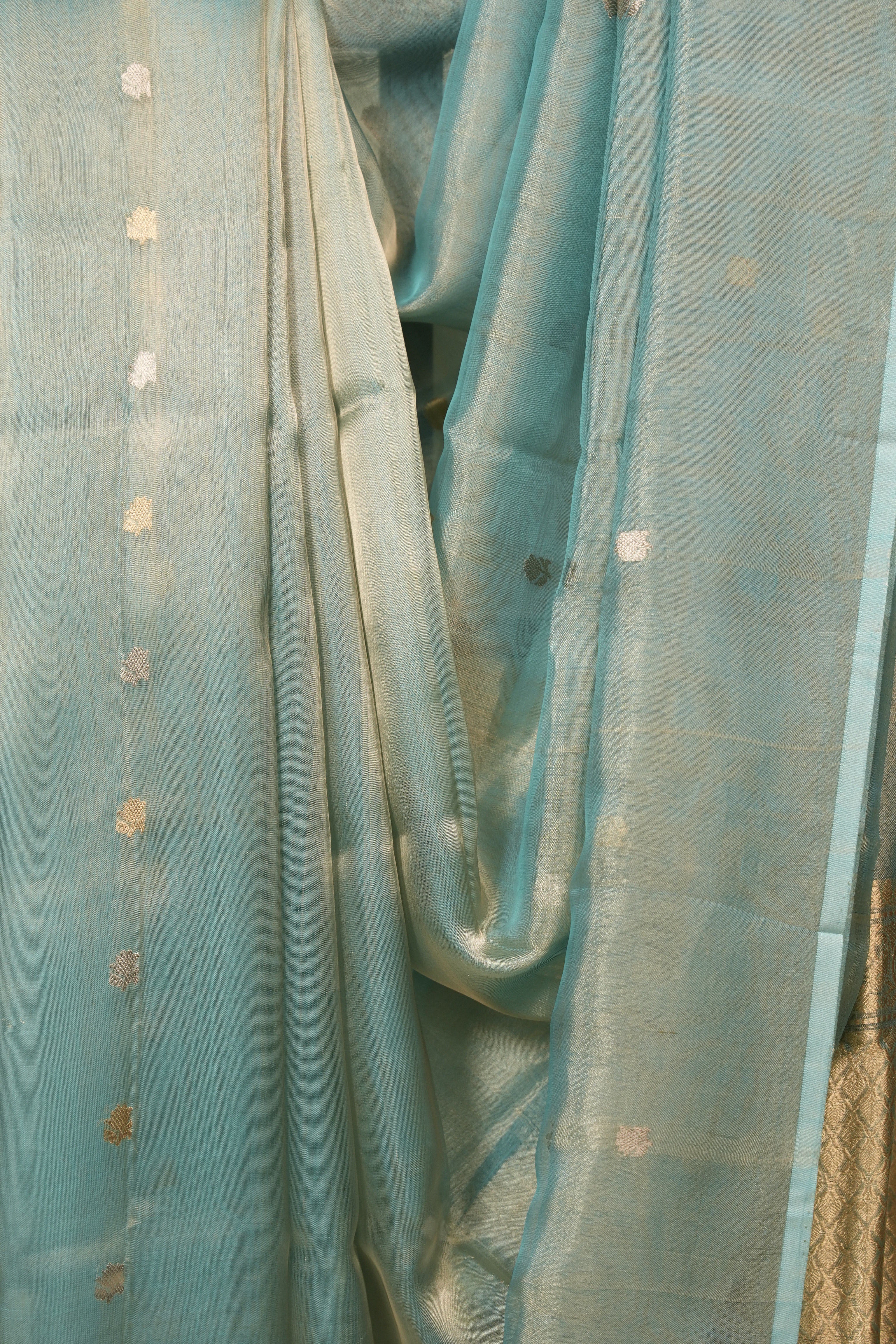 Aqua Blue Tissue Banarasi Silk Saree - SRABTBSS73