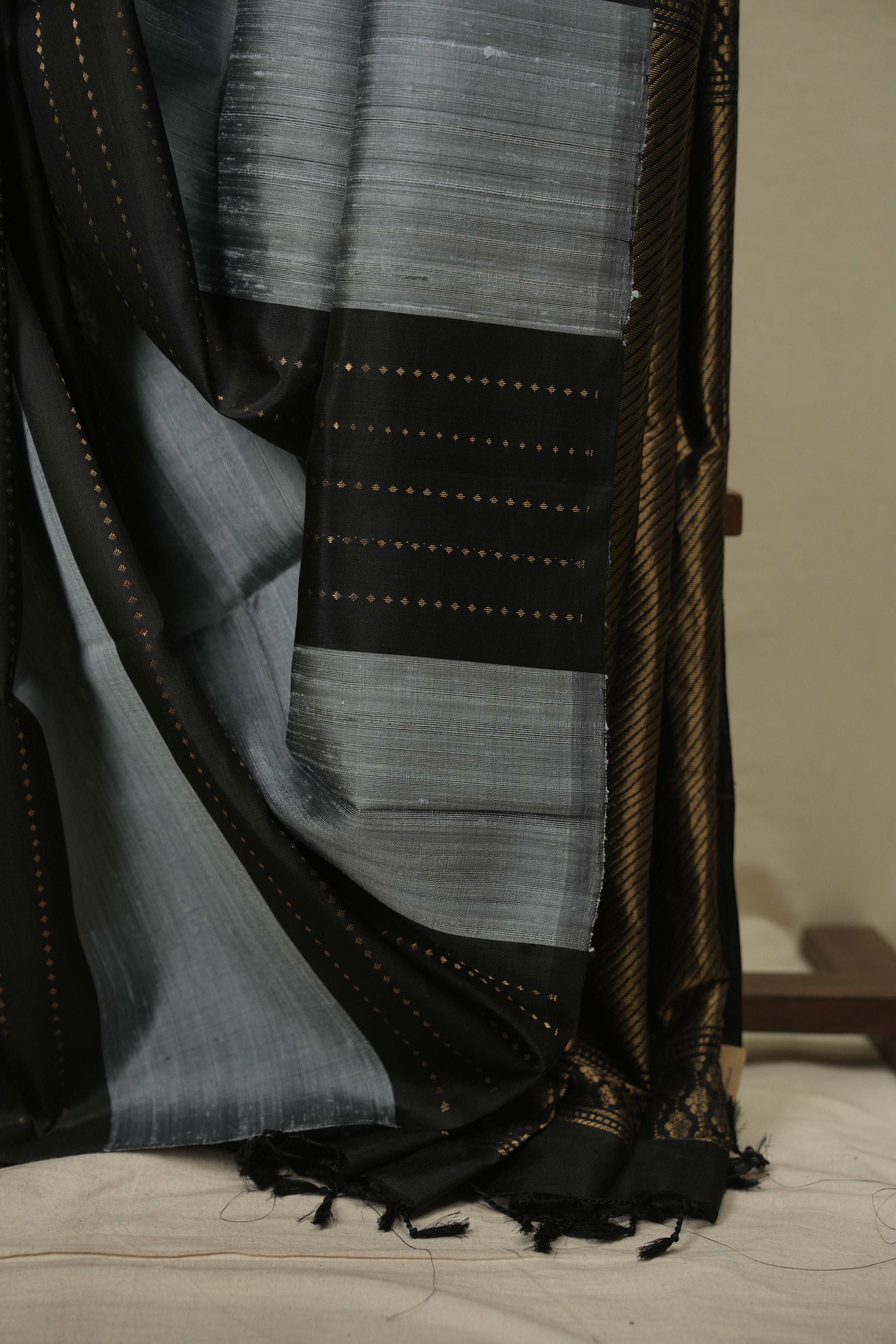 Black -Grey Soft Silk Saree - SRBGSSS481