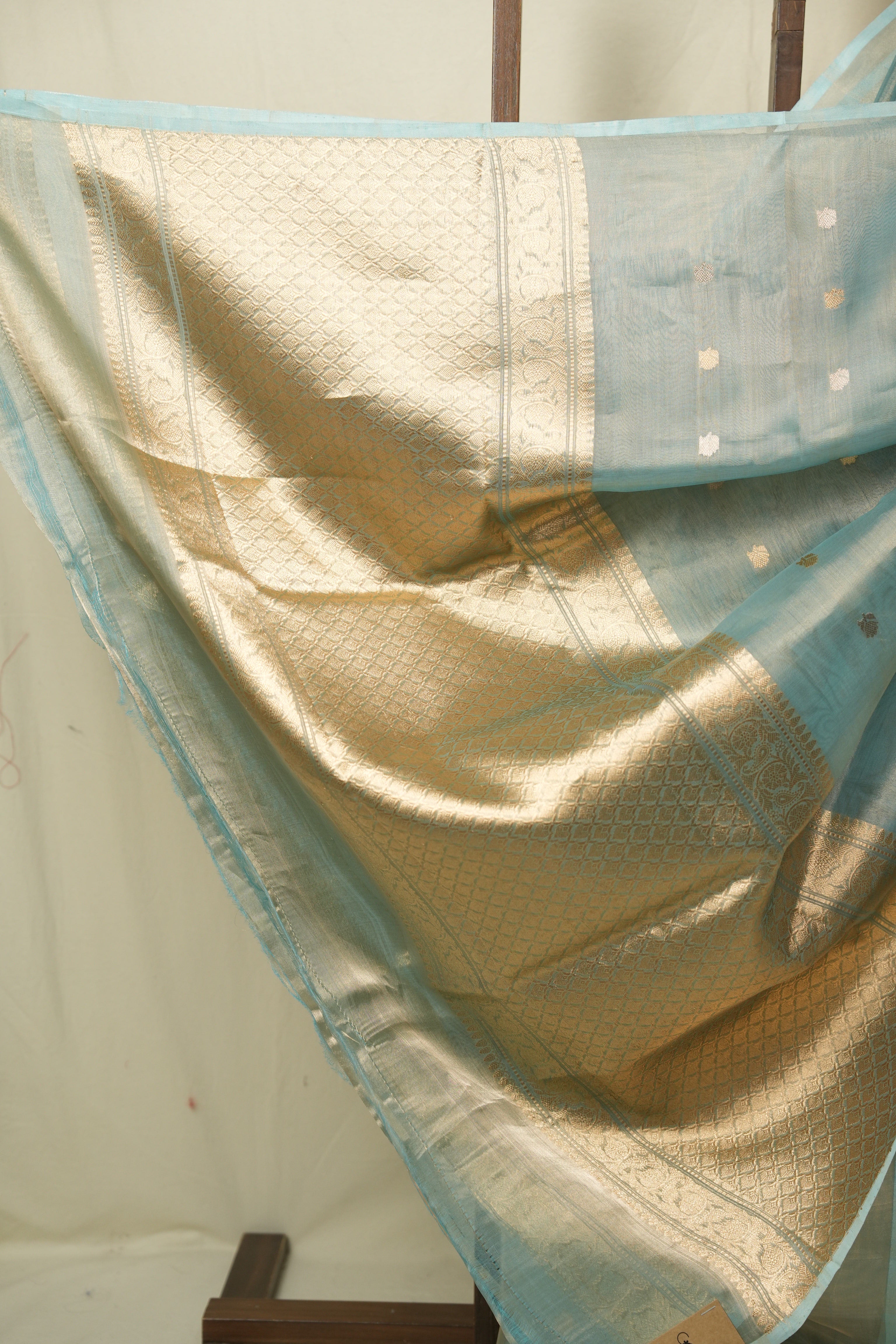 Aqua Blue Tissue Banarasi Silk Saree - SRABTBSS73