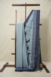 Powder Blue Bengal Cotton Saree - SRPBBCS96