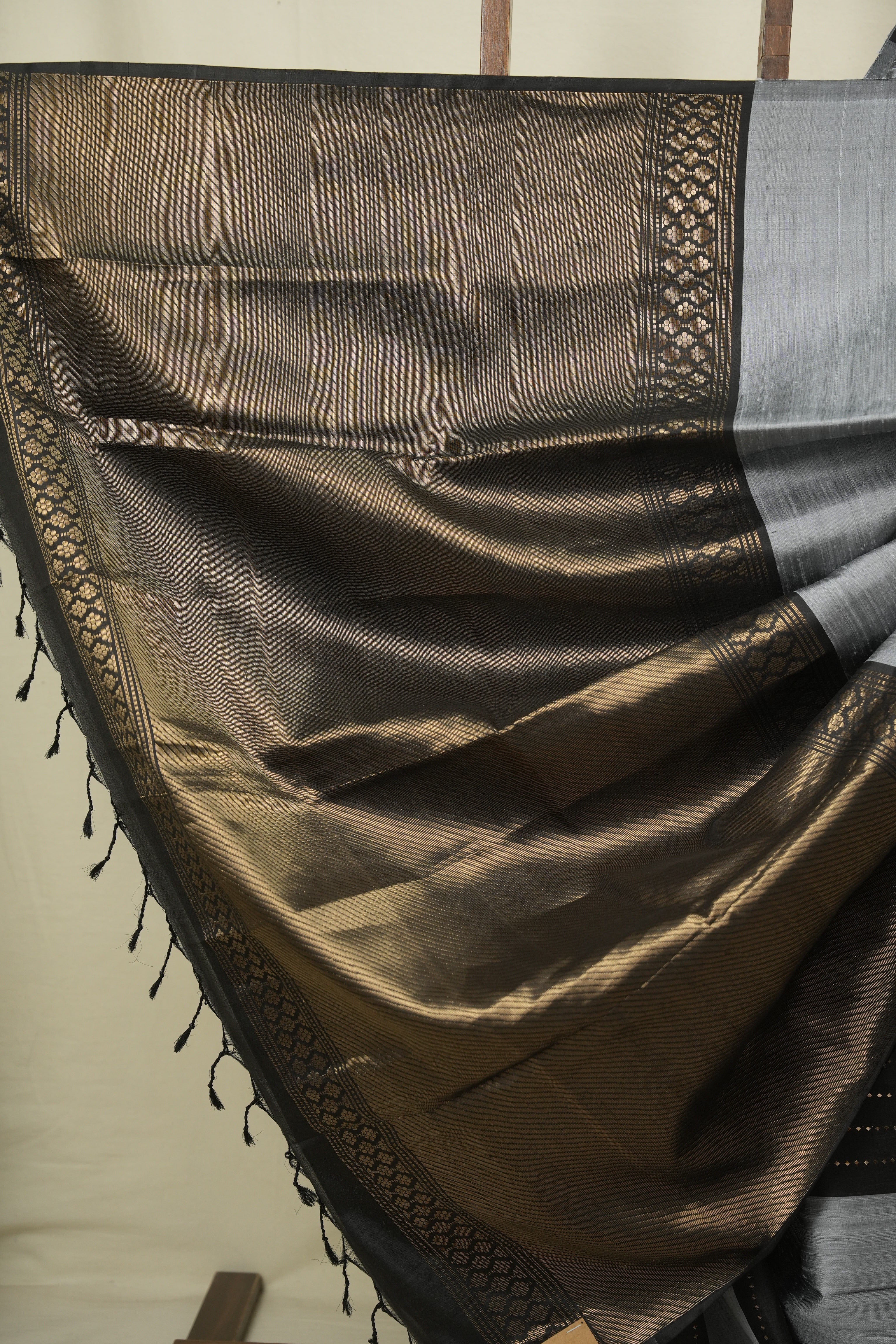 Black -Grey Soft Silk Saree - SRBGSSS481